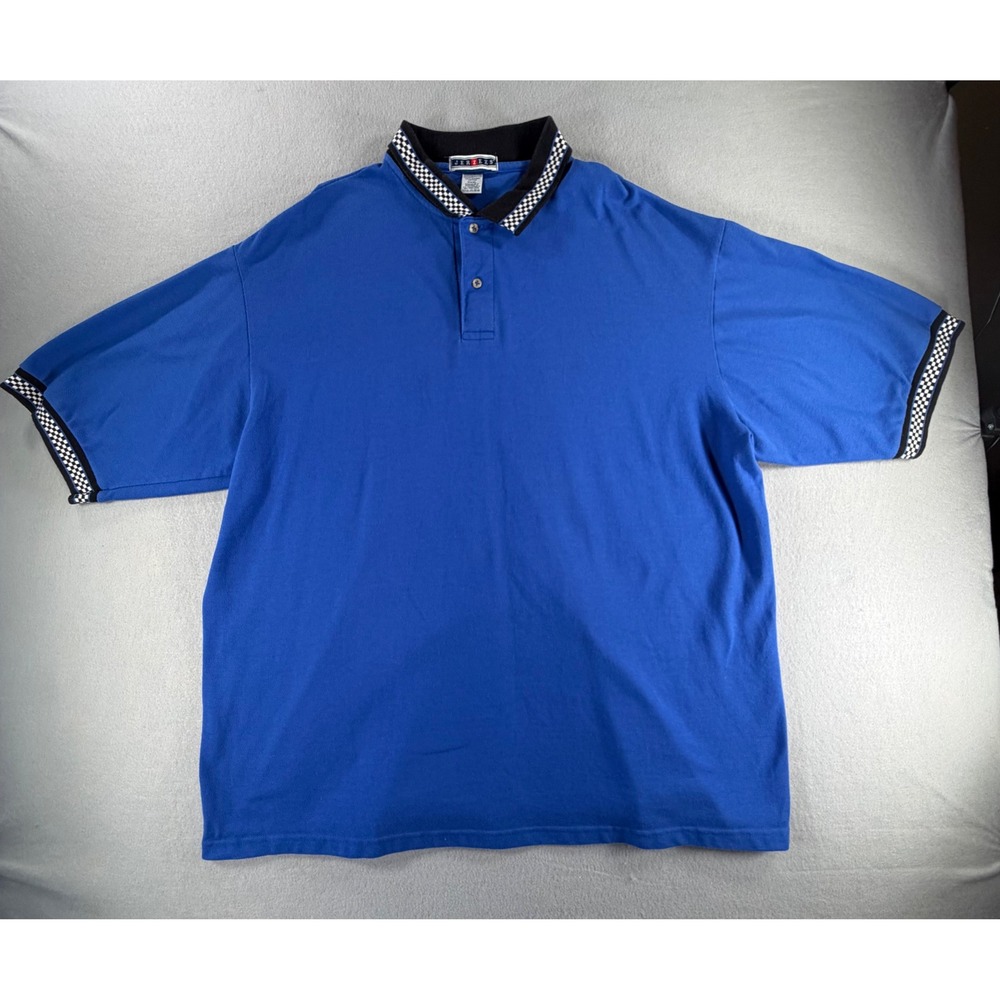 Jerzees Polo Shirt 3XL Royal Blue Black Contrast Trim Retro Dadcore Golf Cotton
